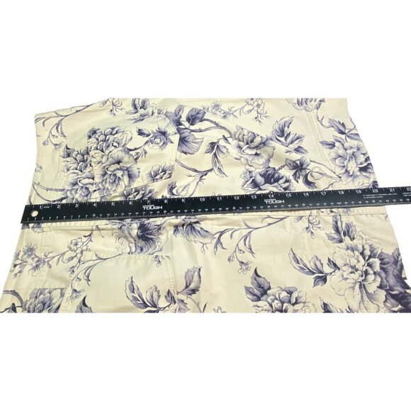 TALBOTS Denim Skirt Knee Length Zip Button Casual Floral Sz 6 Gray Beige 28-8 - Picture 5 of 6